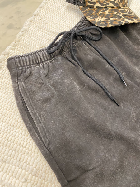 Mineral Washed Shorts in Black