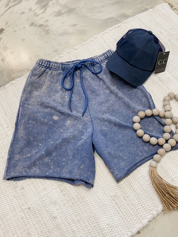 Mineral Washed Shorts in Denim