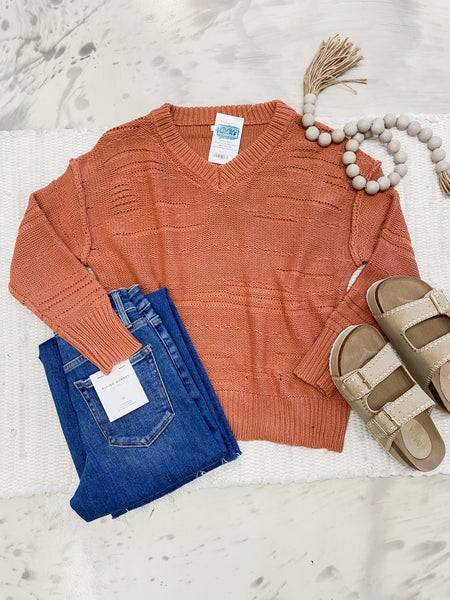 Dashing Distressed Sweater Terracotta