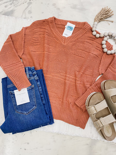 Dashing Distressed Sweater Terracotta