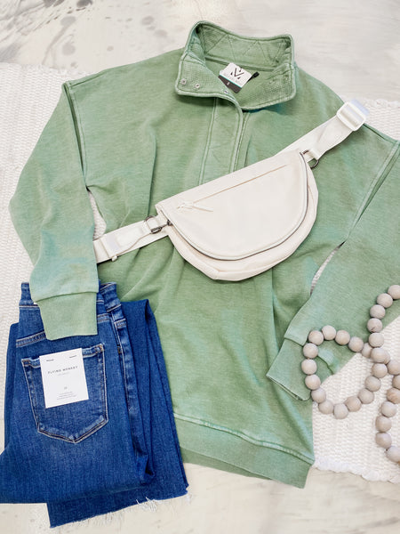 Michelle Mae Jesse Vintage Wash Snap Pullover Olive