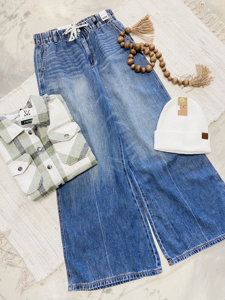 Judy Blue HW Palazzo Featherweight Rigid Elastic WB