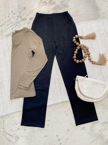 Michelle Mae Scuba Ankle Bottoms in Black