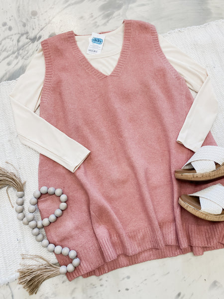 Michelle Mae Tunic Sweater Vest in Rose