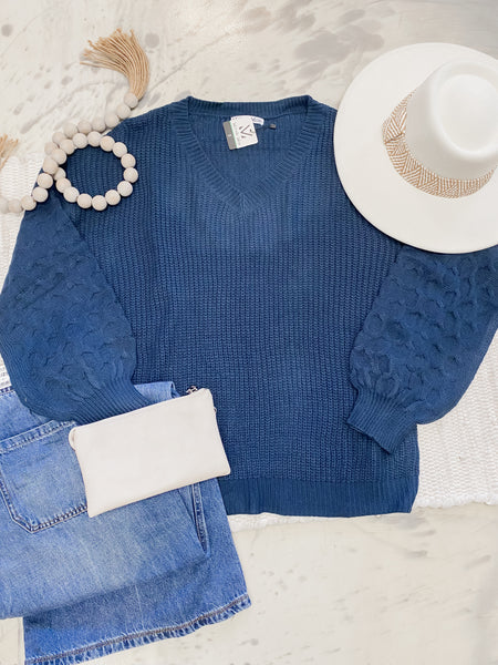 Michelle Mae Talina Textured Sweater in Navy