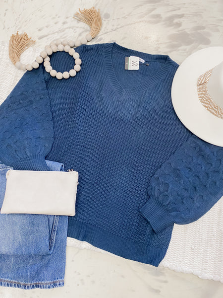 Michelle Mae Talina Textured Sweater in Navy