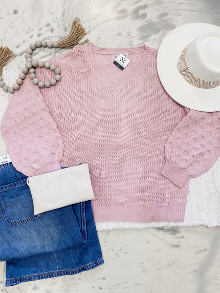 Michelle Mae Talina Textured Sweater in Rose