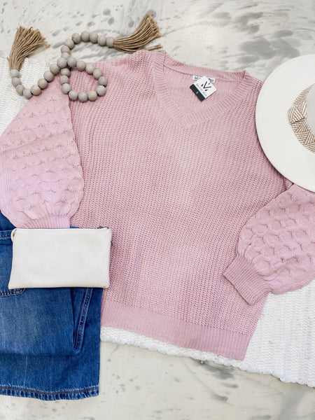 Michelle Mae Talina Textured Sweater in Rose