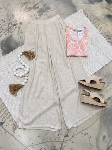 Pintuck Wide Leg Pants in Natural
