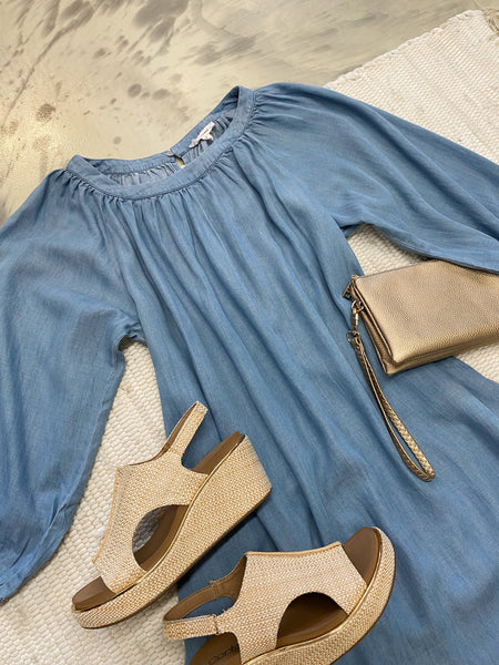 Swinging Softly Chambray Dress
