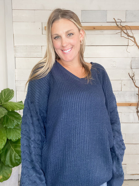 Michelle Mae Talina Textured Sweater in Navy