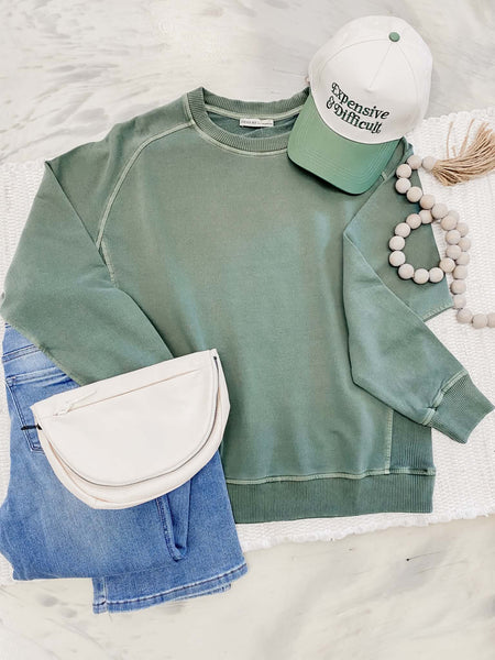 Bountiful Basic Pullover Dk. Olive