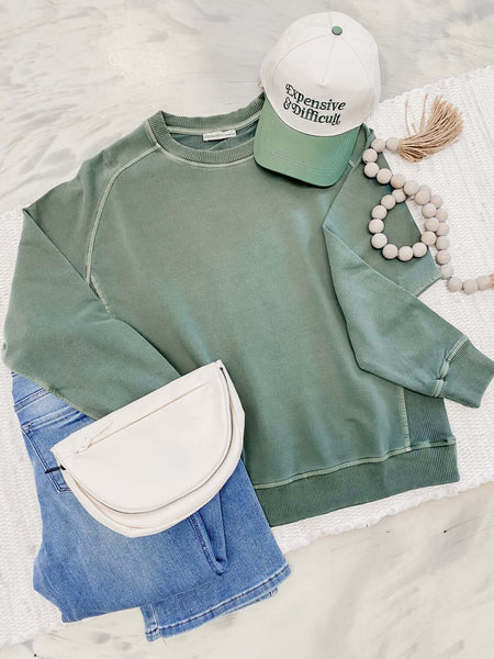 Bountiful Basic Pullover Dk. Olive