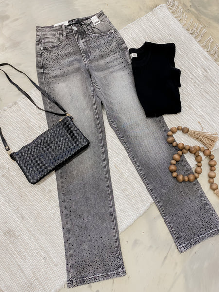 Black Out Friday Judy Blue HW Rhinestones Straight