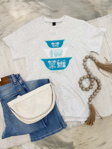 Hand-sewn Pyrex Bowl T-Shirt Teal