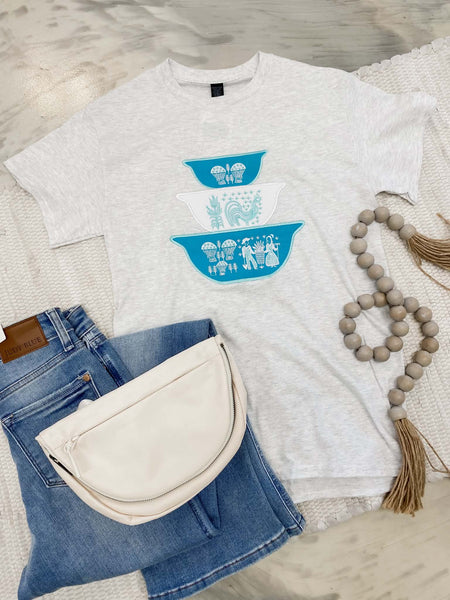 Hand-sewn Pyrex Bowl T-Shirt Teal