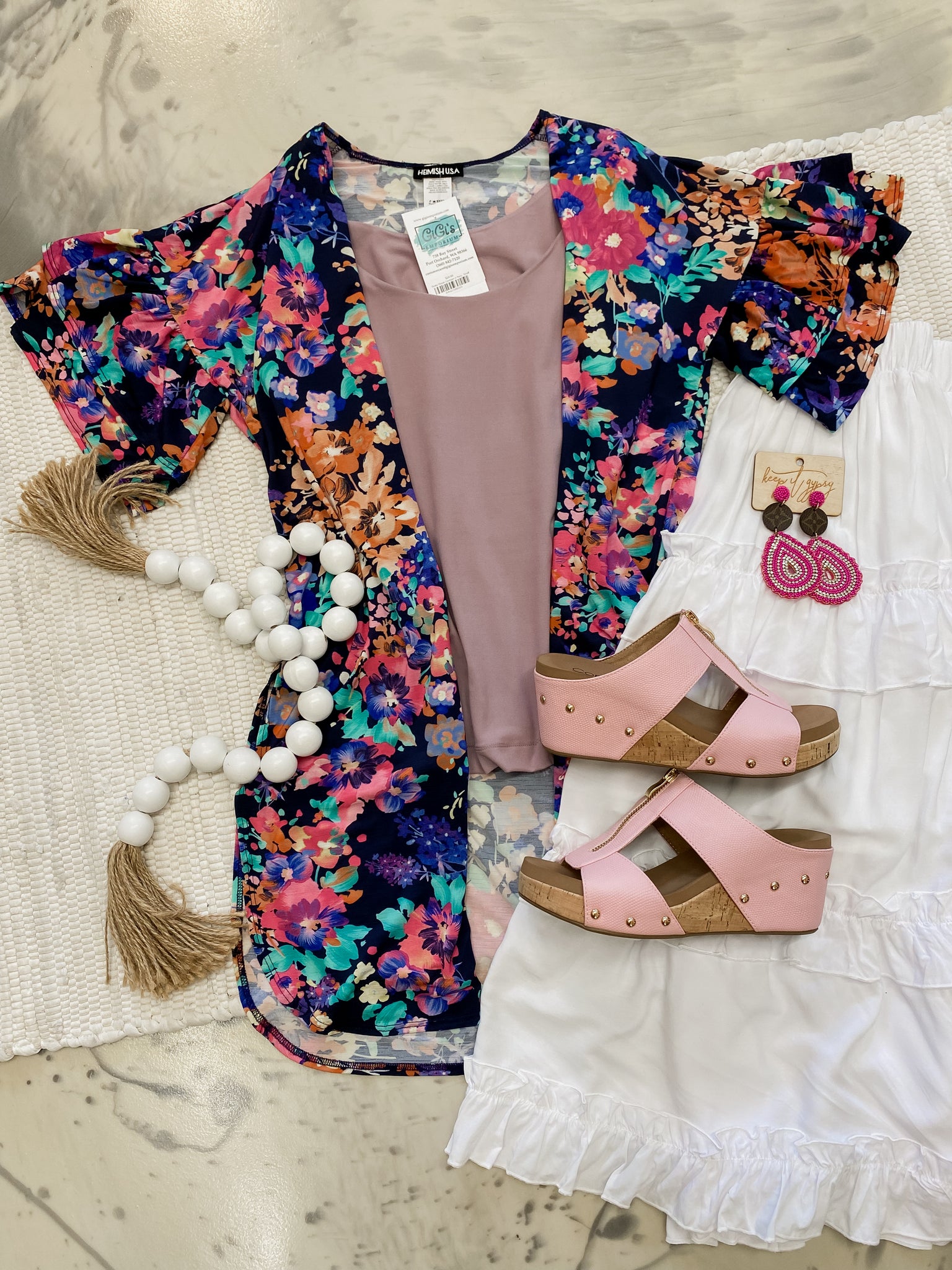 Flutter Florals Cardigan in Navy
