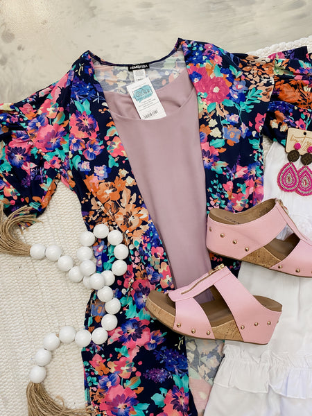 Flutter Florals Cardigan in Navy