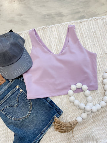 Cross Back Built-in Tank in Lilac