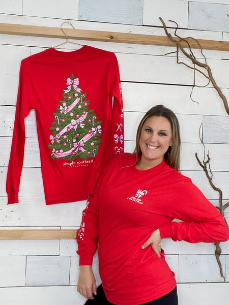Simply Southern Long Sleeve Tree Red