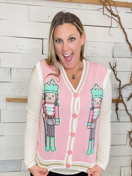 Sequin Nutcracker Sweater Vest
