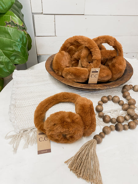 Faux Fur CC Earmuff in Rust