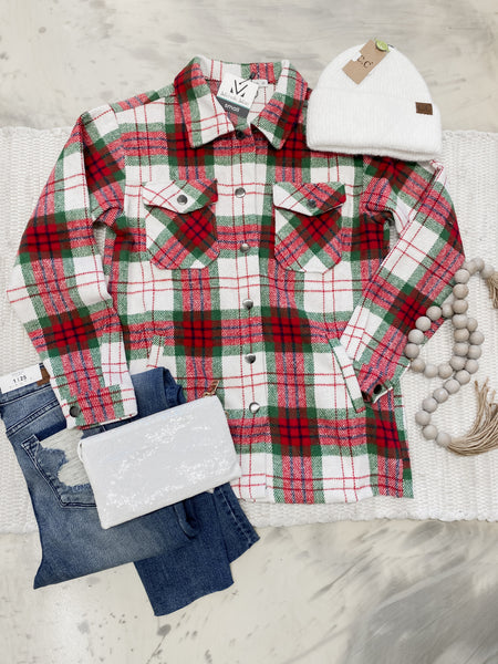 Michelle Mae Norah Plaid Christmas Shacket