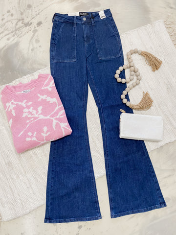 Judy Blue HW Flare with Patch Pockets