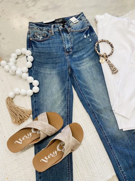 Judy Blue HW Tummy Control Vintage Wash Hem Destroy Skinny