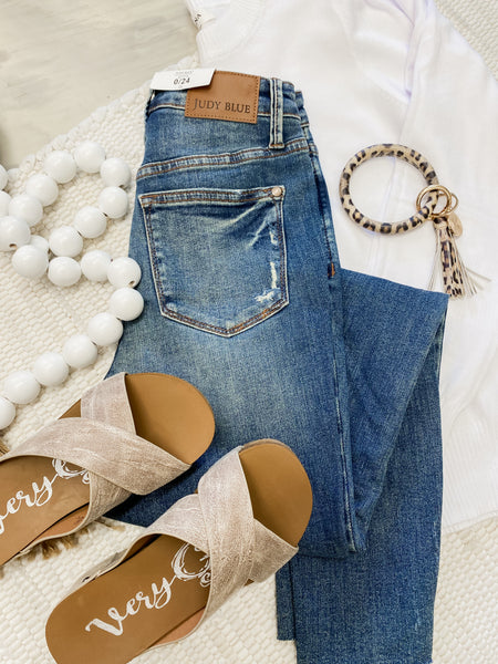 Judy Blue HW Tummy Control Vintage Wash Hem Destroy Skinny