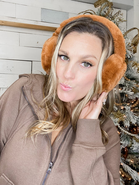 Faux Fur CC Earmuff in Rust