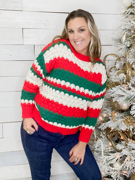 Michelle Mae Christmas Stripes Sweater