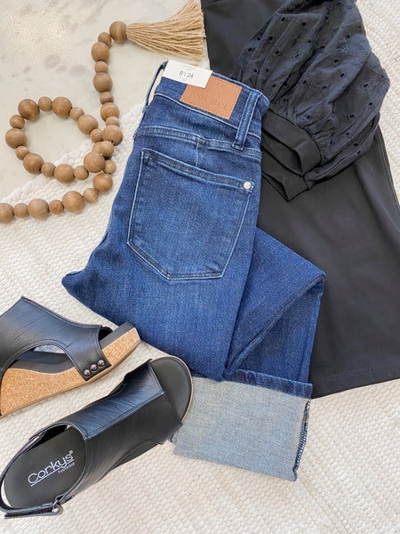 Judy Blue HW Double Waist Band Capri