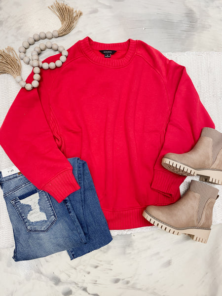 French Terry Crewneck in Red