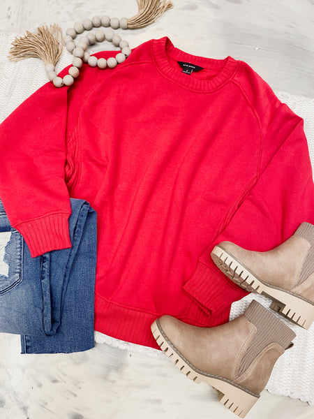 French Terry Crewneck in Red