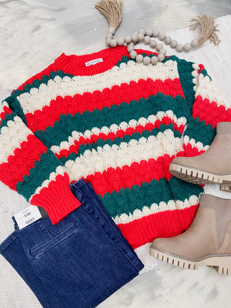 Michelle Mae Christmas Stripes Sweater