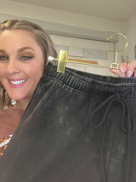 Mineral Washed Shorts in Black