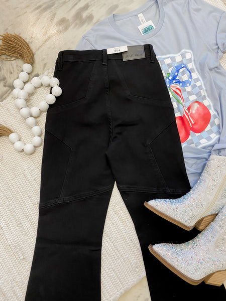 Judy Blue Black HW Star Seam Detail Flare