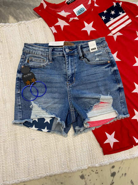 Judy Blue Patriotic Back Pocket Shorts