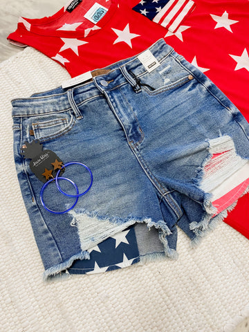 Judy Blue Patriotic Back Pocket Shorts