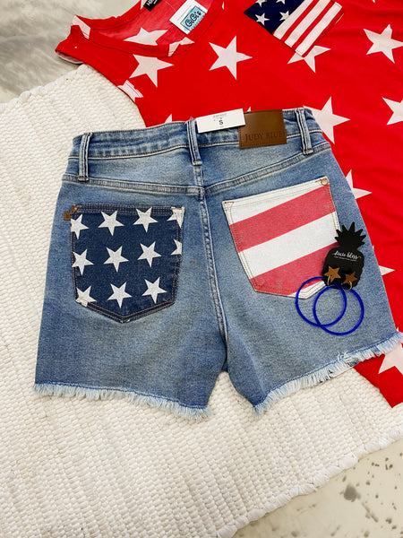 Judy Blue Patriotic Back Pocket Shorts