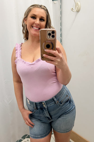 Judy Blue HW Tummy Control Cool Denim Double Waistband Shorts