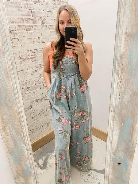 Flower Daze Wide Leg Overalls