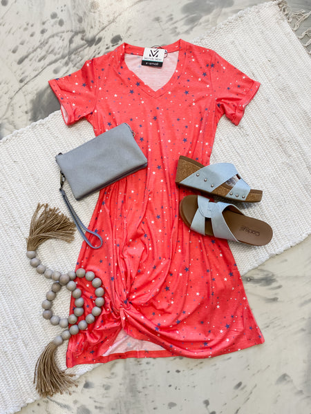 Red Liberty Stars Knot Dress