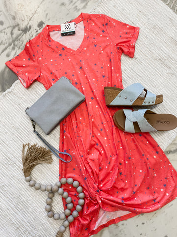 Red Liberty Stars Knot Dress