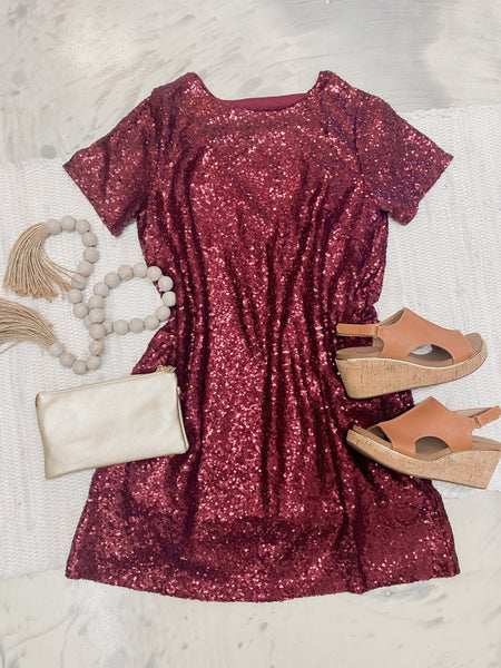 Merlot Sequin Mini Dress