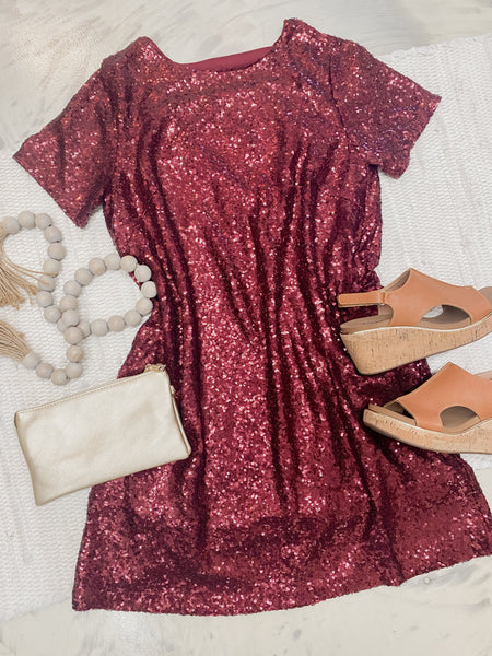 Merlot Sequin Mini Dress