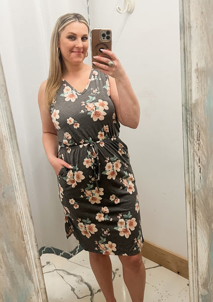 Charcoal Floral Dress