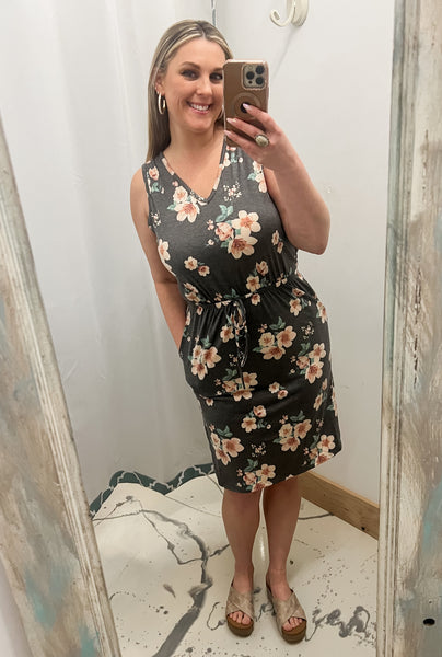 Charcoal Floral Dress