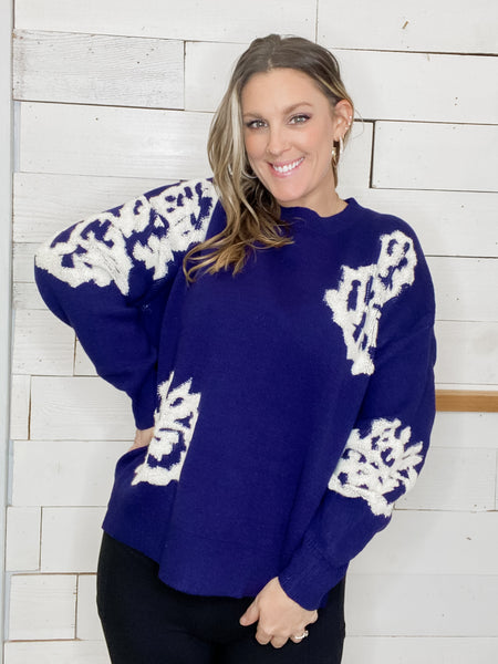 Intarsia Floral Knitted Sweater